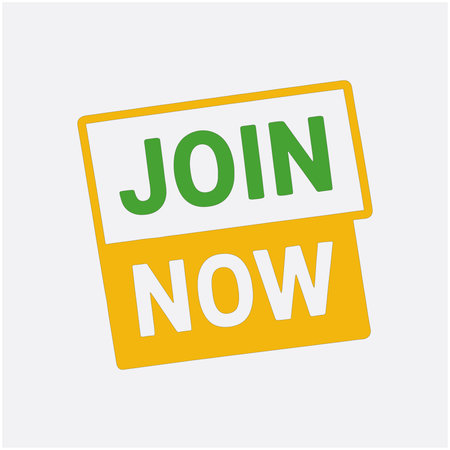 Graphic design element with join now text on layered buttons