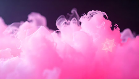 A mesmerizing abstract image of swirling pink clouds, creating a dreamy, ethereal atmosphere. Soft pastel shades blend seamlessly, evoking feelings of wonder and tranquility.の素材