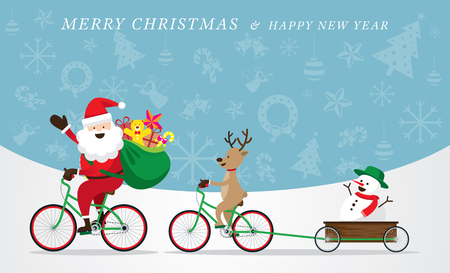 Characters, Merry Christmas and Happy New yearのイラスト素材