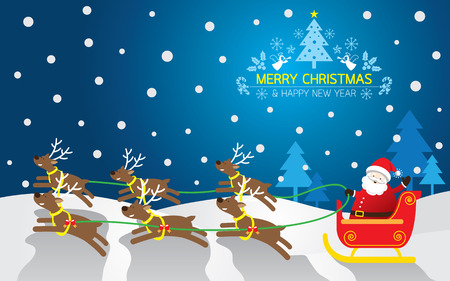 Santa's Sleigh, Reindeer, Backgroundのイラスト素材