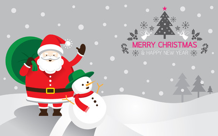 Santa, Snowman, Backgroundのイラスト素材