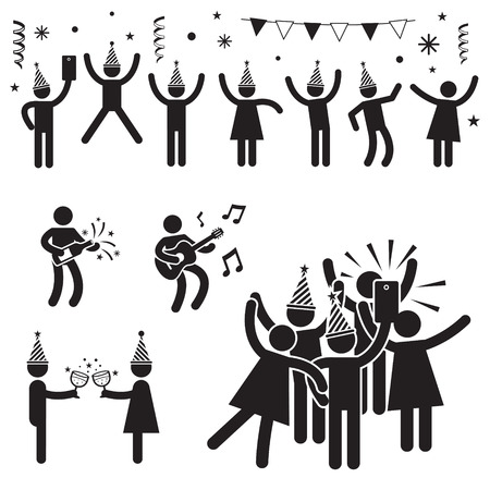 People Party Symbols B&Wのイラスト素材