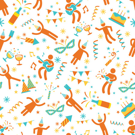 Seamless Pattern : People Party Symbolsのイラスト素材