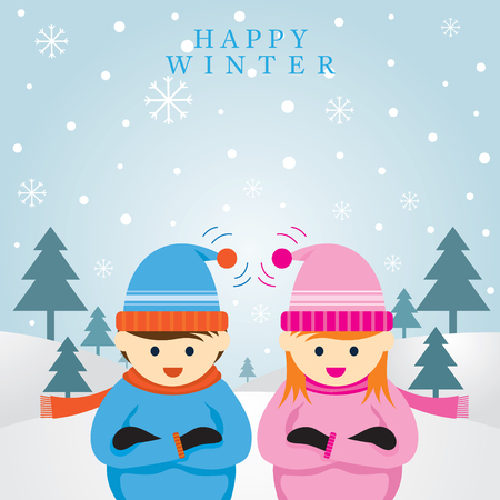 Winter Season, Snowingのイラスト素材