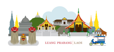Luang Prabang, Laos, Landmarks, Culture, Travel and Tourist Attractionのイラスト素材
