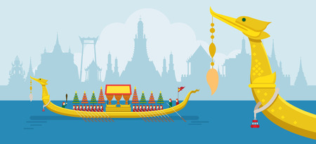 Thailand Royal Barge, Suphannahong, Traditional Culture and Travel Attractionのイラスト素材