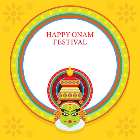 Kathakali Face, Onam Festival, Frame, celebration in Kerala State, Indiaのイラスト素材