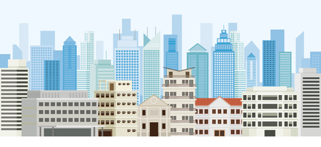 Buildings and Skyscrapers Background Panorama, Cityscape, City, Urban and Residentialのイラスト素材
