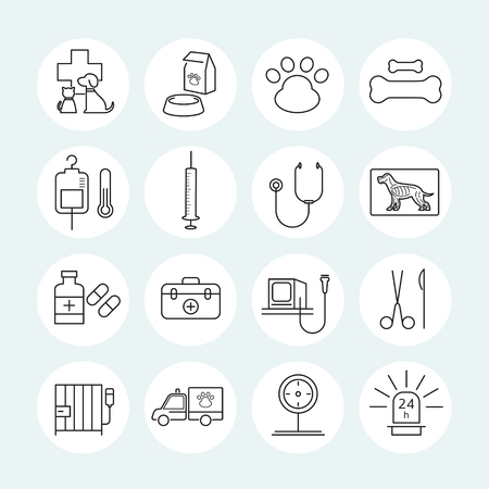 Veterinary Line Icons Setのイラスト素材