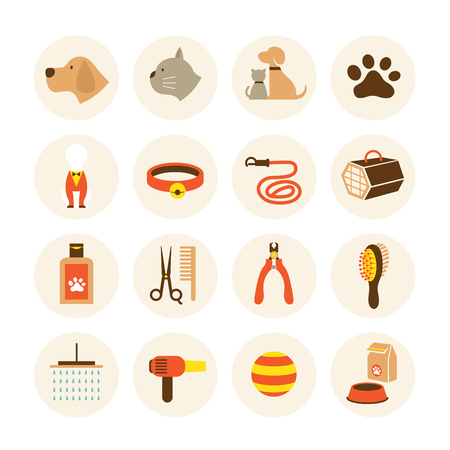 Pets Grooming Shop Icons Setのイラスト素材