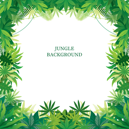 Tropical Jungle Frame, Forrest, Plant and Nature, Backgroundのイラスト素材