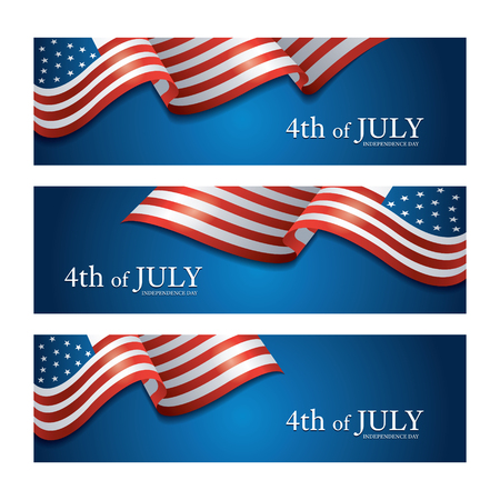 Flag of United States Of America 4th July Banner, Independence Dayのイラスト素材