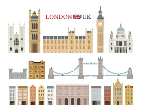 England and United Kingdom Building Landmarks, Famous Place, Travel and Tourist Attractionのイラスト素材