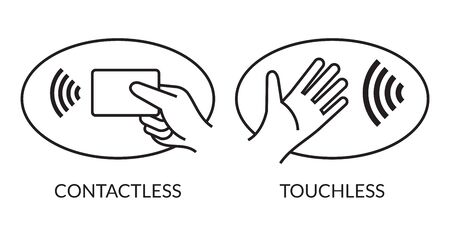 Contactless Payment and Touchless Logos, Wireless Communication Technology, New Normalのイラスト素材