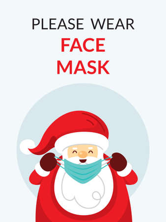 Santa Claus, Please wear Face Mask Concept, Prevention of Coronavirus Covid-19のイラスト素材