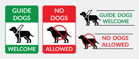 Guide Dogs Welcome and No Dogs Allowed Sign, Symbol, Vertical and Horizontal Designのイラスト素材