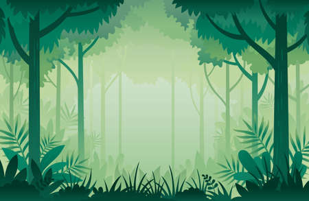 Jungle, Forest Frame Background Natural Scenery and Environment Viewのイラスト素材