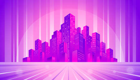 City Skyline, Future or Technology Concept Backgroundのイラスト素材