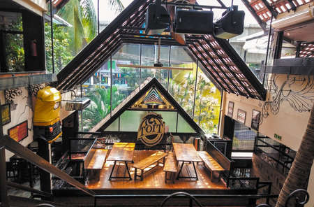 Bangalore, Karnataka / India - October 19 2019: Interior of Toit brew pub in Indranagar Bangalore selective focus.のeditorial素材