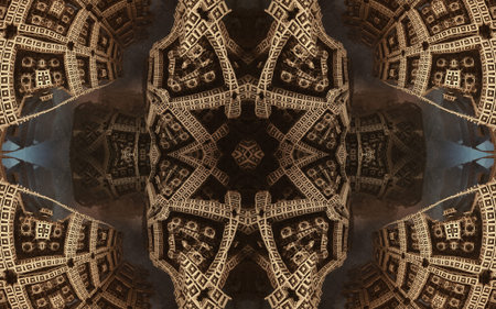 Epic abstract fantastic poster or background. Futuristic view from inside of the fractal. Pattern in...