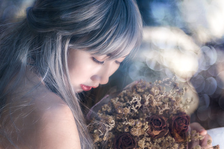 Women and flowersの写真素材