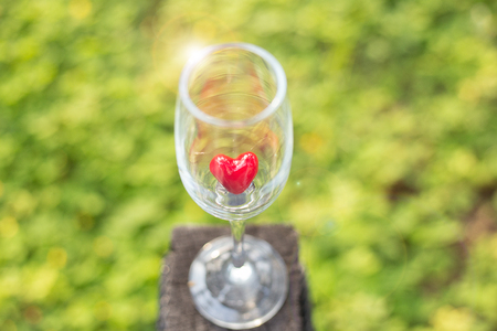 Heart in the wine glassの写真素材