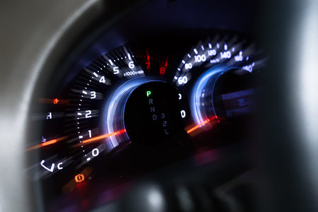 Closeup dashboard of mileage car