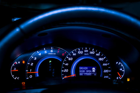 Closeup dashboard of mileage car