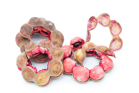 Manila tamarind fruit isolated on white backgroundの写真素材