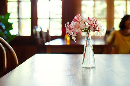 The flower in jar on the table.の写真素材
