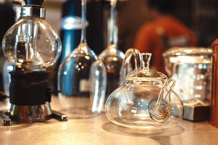 tea pot on the tableの写真素材