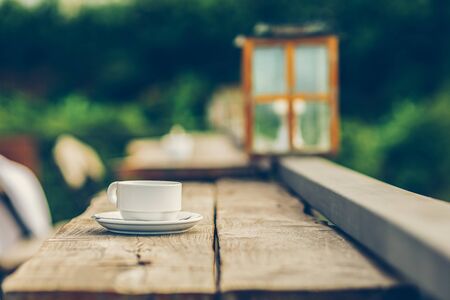 A cup of coffee on the table.の写真素材