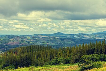Green mountain and beautiful blue sky with cloud. Landscape background.の写真素材