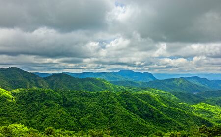 Green mountain and beautiful blue sky with cloud. Landscape background.の写真素材