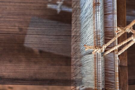 the manual wood loom for make cloth, carpet or fablic.の写真素材