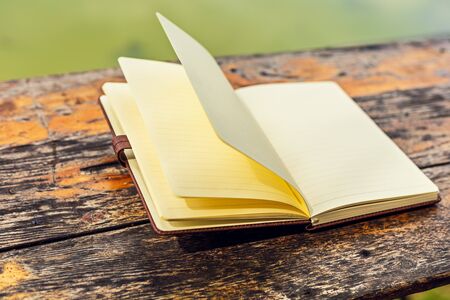 The book on the table in the parks.の写真素材