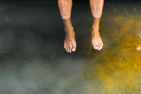 hot spring foot geothermal spa with natural power of volcanic earth fresh water.の写真素材