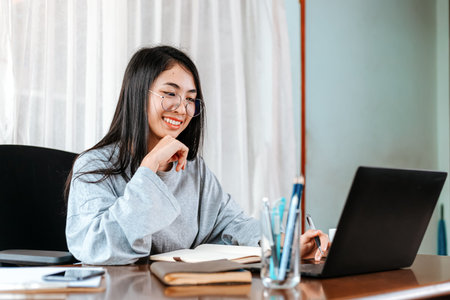 High school or college student learning tutoring on desk and reading, doing homework, lesson...