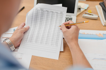 businessman working data document report marketing research, development planning, management...