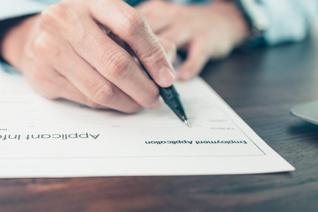 new employees to fill out job application documents.job vacancy, job application concept.