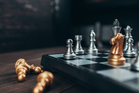 chess piece on chess board game for ideas, challenge, leadership, strategy, business, success or abstract concept.の写真素材