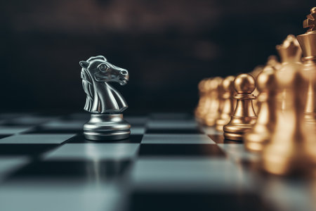 chess piece on chess board game for ideas, challenge, leadership, strategy, business, success or abstract concept.の写真素材