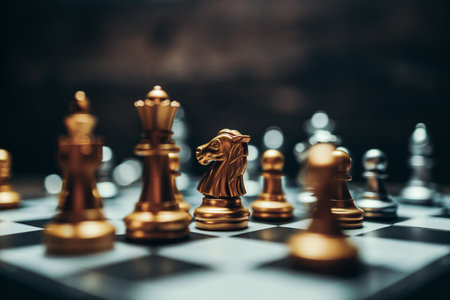 chess piece on chess board game for ideas, challenge, leadership, strategy, business, success or abstract concept.の写真素材