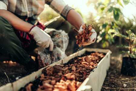 Gardeners are using coconut husks as a base for pots mixed with soil before planting vegetables.