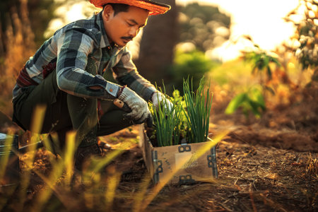 Gardeners are growing scallions and cilantro in pots.