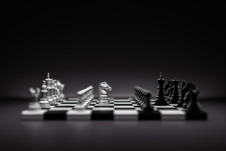 The chess horse in the front is acting as a leader in the work.の写真素材