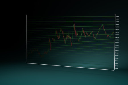 3d stock graph with green background. Illustration or background imageの写真素材