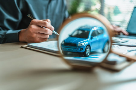 Vehicle insurance is an essential aspect for car owners, offering protection and security for automotive transport while ensuring safety and confidence on the road. Loan and guarantee.の写真素材