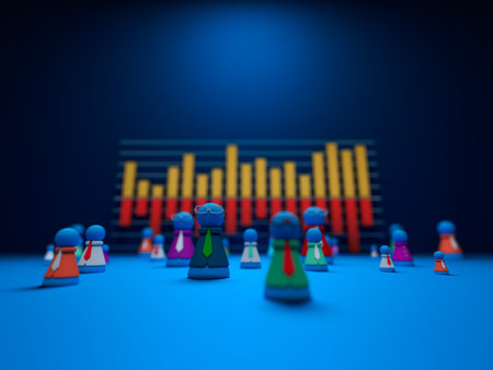 doll model is placed in front of the income graph. Dolls represent companies or employees of each...