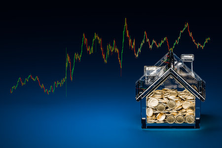 House bank coin All of them convey the meaning of investing, saving and trading in the stock market.の写真素材